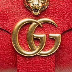 Pre Owned حقيبة غوتشي كروس بودي جلد مارمونت جي جي أحمر أنيماليير