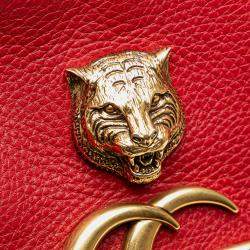 Pre Owned حقيبة غوتشي كروس بودي جلد مارمونت جي جي أحمر أنيماليير