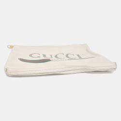 مملوكة مس بقًا Gucci White Leather Logo Leather Medium Portfolio