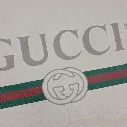 مملوكة مسبقًا Gucci White Leather Logo Leather Medium Portfolio