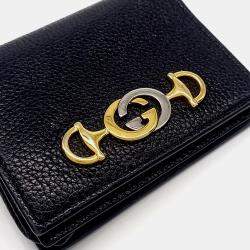 Pre Owned Gucci Black Leather Zumi Bifold Wallet