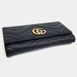 مملوكة مسبقًا Gucci Black Leather Marmont Long Wallet