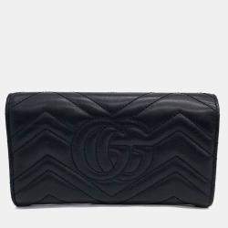 مملوكة مسبقًا Gucci Black Leather Marmont Long Wallet