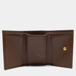 مملوكة مسبقًا محفظة غووتشي بيوت شيك بني بيج بي في سي بختم الحصان قابلة للطي مرتين