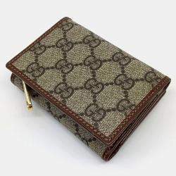 مملوكة مسبقًا محفظة غووتشي بيوت شيك بني بيج بي في سي بختم الحصان قابلة للطي مرتين