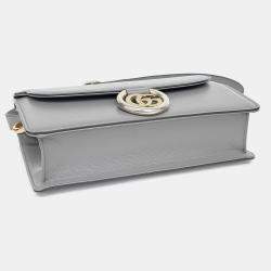 مملوكة مسبقًا حقيبة كتف غوتشي حلقة GG جلد رمادي