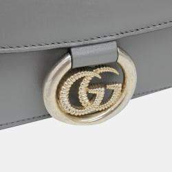 مملوكة مسبقًا حقيبة كتف غوتشي حلقة GG جلد رمادي