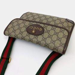 Pre Owned Gucci Beige Brown PVC GG Supreme Belt Bag