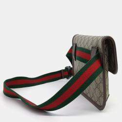 Pre Owned Gucci Beige Brown PVC GG Supreme Belt Bag