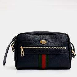 مملوكة مسبقًا Gucci Black Leather Ophidia Supreme Mini Crossbody Bag