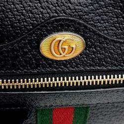 مملوكة مسبقًا Gucci Black Leather Ophidia Supreme Mini Crossbody Bag