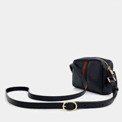 مملوكة مسبقًا Gucci Black Leather Ophidia Supreme Mini Crossbody Bag