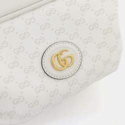 Pre Owned حقيبة كروس بودي غوتشي \"جى جى سوبريم\" بي في سي بيضاء مي�ني