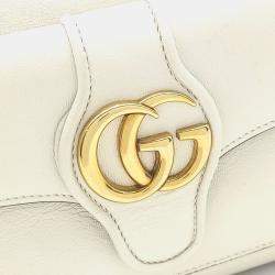 مملوكة مسبقًا Gucci White Leather GG Dahlia Chain Shoulder Bag