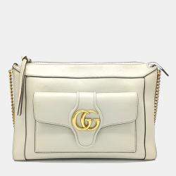 مملوكة مسبقًا Gucci White Leather GG Dahlia Chain Shoulder Bag