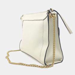 مملوكة مسبقًا Gucci White Leather GG Dahlia Chain Shoulder Bag