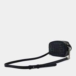 Pre Owned حقيبة كروس بودي صغيرة قوتشي جلد أسود متموج مارمونت ماتيلاسيه
