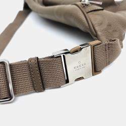 Pre Owned Gucci Beige Leather GG Embossed Belt Bag