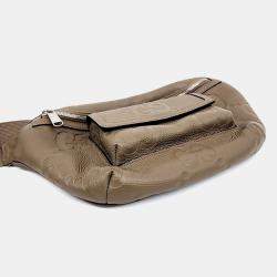 Pre Owned Gucci Beige Leather GG Embossed Belt Bag
