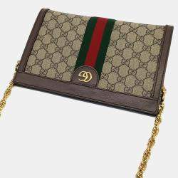 مملوكة مسبقًا Gucci Brown Coated Canvas Ophidia GG Supreme Shoulder Bag
