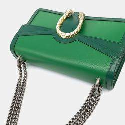 Pre Owned Gucci Green Leather Dionysus Chain Shoulder Bag
