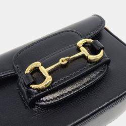 Pre Owned Gucci Black Leather Horsebit 1955 Super Mini Bag