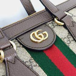 مملوكة مسبقًا Gucci Brown Coated Canvas and Leather Ophidia Supreme Shoulder Bag Medium