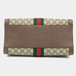 مملوكة مسبقًا Gucci Brown Coated Canvas and Leather Ophidia Supreme Shoulder Bag Medium