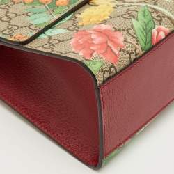 Pre Owned Gucci Padlock Medium Multicolor Tian Print GG Supreme Canvas Chain Shoulder Bag