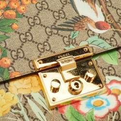 Pre Owned Gucci Padlock Medium Multicolor Tian Print GG Supreme Canvas Chain Shoulder Bag