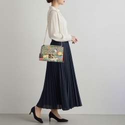 Pre Owned Gucci Padlock Medium Multicolor Tian Print GG Supreme Canvas Chain Shoulder Bag