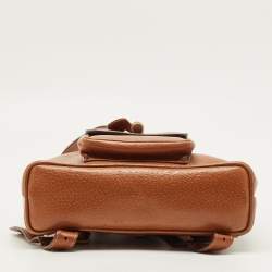 Pre Owned حقيبة ظهر غوتشي جلد بني برباط خشب البامبو