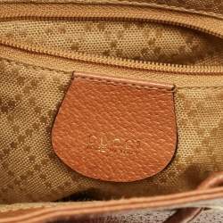 Pre Owned حقيبة ظهر غوتشي جلد بني برباط خشب البامبو