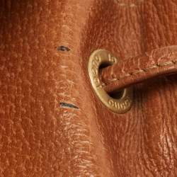 Pre Owned حقيبة ظهر غوتشي جلد بني برباط خشب البامبو