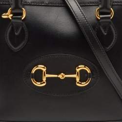 Pre Owned حقيبة ساتشيل غوتشي جلد أسود بحزام 1955 صغير  حاملاً الزمام