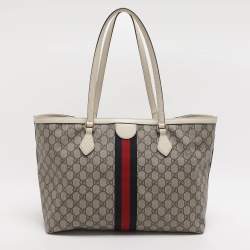 مملوكة مسبقًا Gucci Ophidia Medium Blue/Beige GG Supreme Canvas and Leather Tote