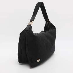 مملوكة مسبقًا حقيبة كتف غوتشي قماش GG وجلد سوداء