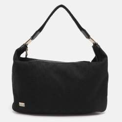 Pre Owned حقيبة كتف غوتشي قماش GG وجلد سوداء