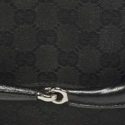 مملوكة مسبقًا Gucci Horsebit Black GG Canvas Chain Clutch