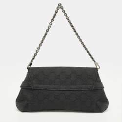 مملوكة مسبقًا Gucci Horsebit Black GG Canvas Chain Clutch