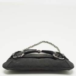 مملوكة مسبقًا Gucci Horsebit Black GG Canvas Chain Clutch