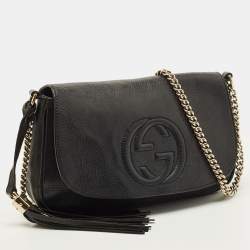 مملوكة مسبقًا Gucci Soho Chain Flap Black Leather Crossbody Bag