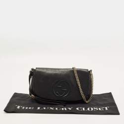 مملوكة مسبقًا Gucci Soho Chain Flap Black Leather Crossbody Bag