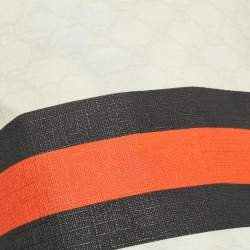 Pre Owned Gucci Joy Web Stripe Orange/Off White GG Supreme Canvas and Leather Boston Bag
