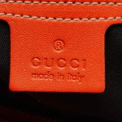 Pre Owned Gucci Joy Web Stripe Orange/Off White GG Supreme Canvas and Leather Boston Bag