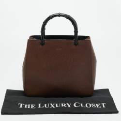 مملوكة مسبقًا Gucci Bamboo Handle Dark Brown Leather Tote