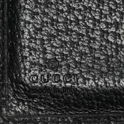 Pre Owned Gucci Boot Charm Black GG Canvas and Leather Flap Compact Wallet