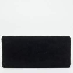 مملوكة مسبقًا Gucci Broadway Black Suede Suede Crystal GG Clutch