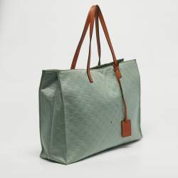 Pre Owned Gucci Green/Brown GG Nylon and Leather and Shopper Tote