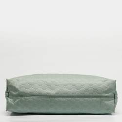 Pre Owned Gucci Green/Brown GG Nylon and Leather and Shopper Tote